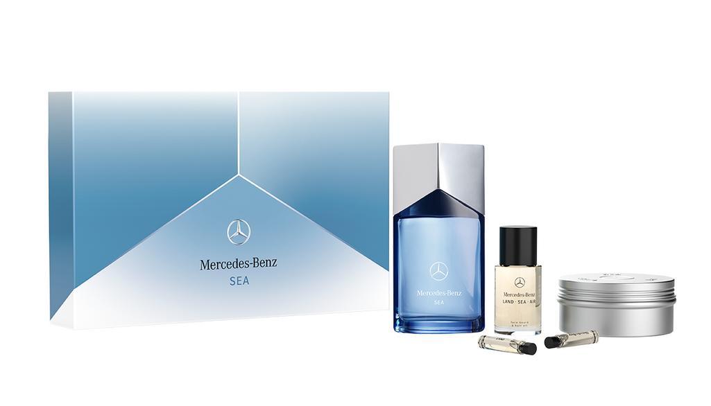 MERCEDES BENZ SEA SET EDP 100ML+LAND&AIR EDP 1.5ML+BEARD OIL 30ML+S/G 110GMundefined