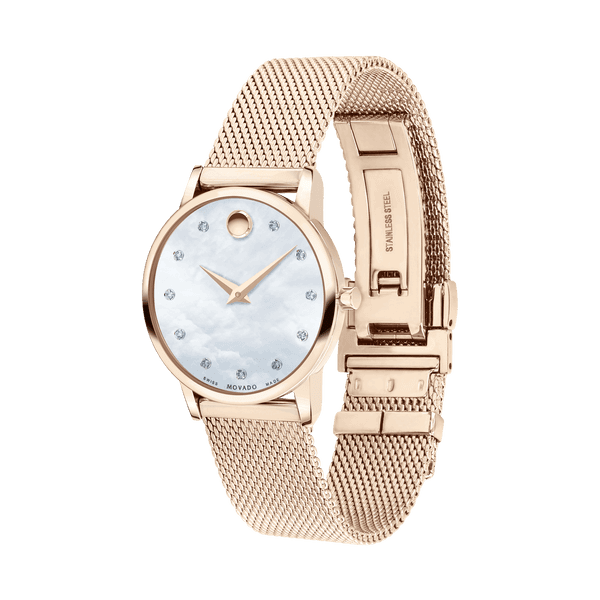 MOVADO WATCH CS WHT MOP 25 MM RG MESH 2020 24997319 view 2