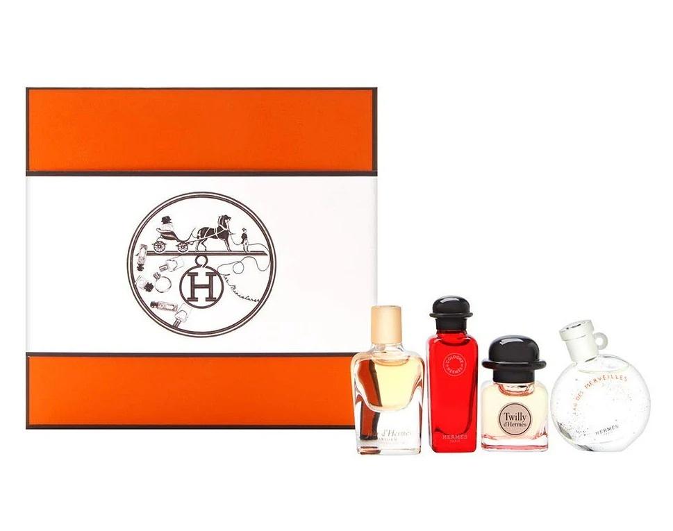 HERMES 4 PCS MINI SET TWILLY D'HERMES+ UN JARDIN SUR+EAU DE RHUBARBE ECARLATE+EAU DES MERVEILLESundefined