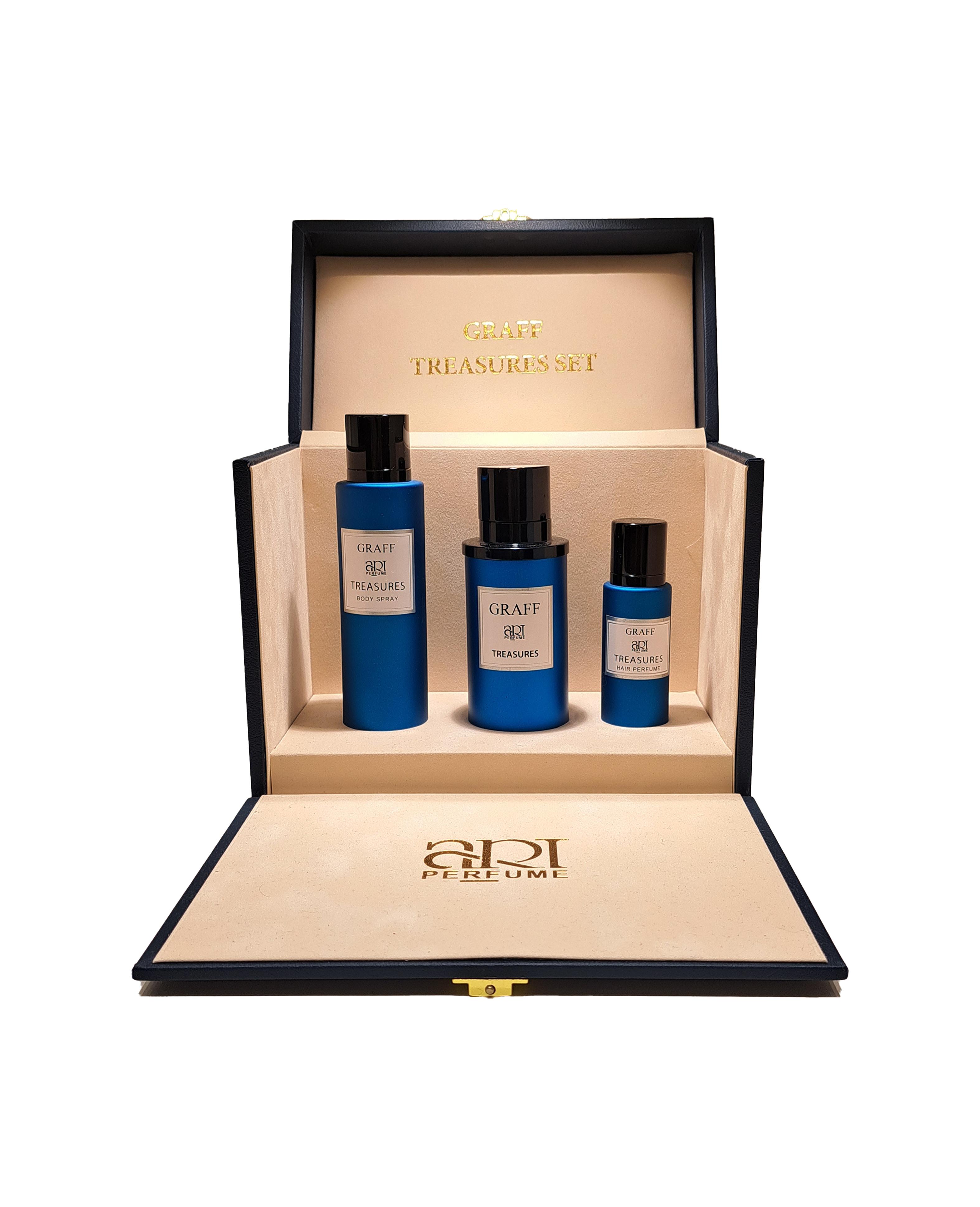 GRAFF ART PERFUME TREASURES SET 3PCS PERFUME,BODY SPRAY,HAIR MISTundefined