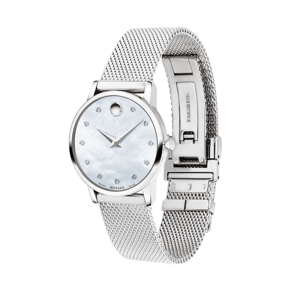MOVADO WATCH CS WHT DL 28 MM SLV MESH 2020  24992547 view 2