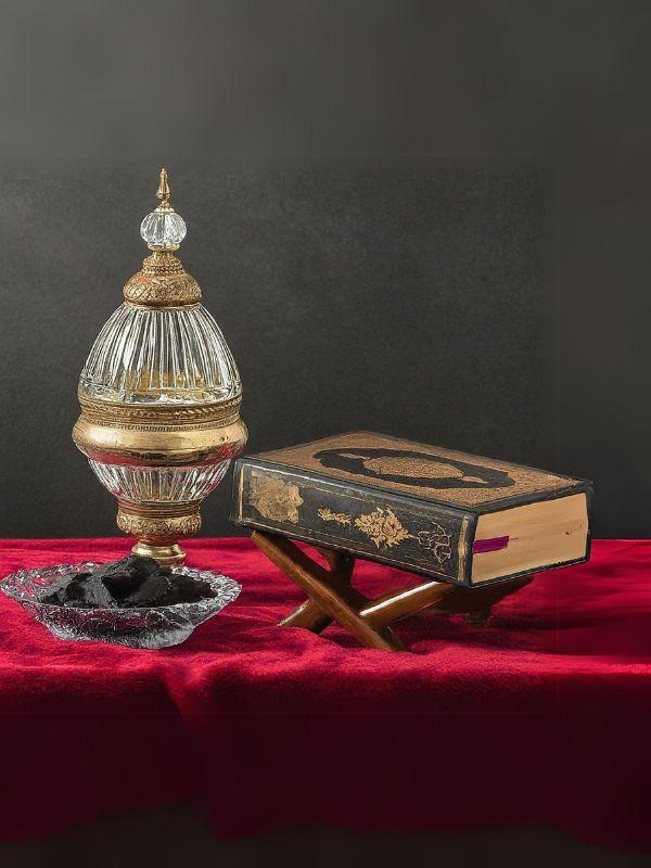 The Holy Quran&Wooden Quran holder&laboratory&incense view 1