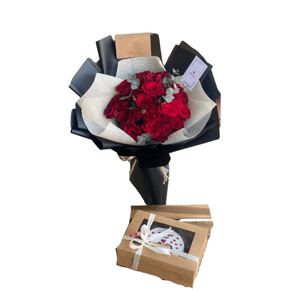 Rose bouquet with cake2 view 2