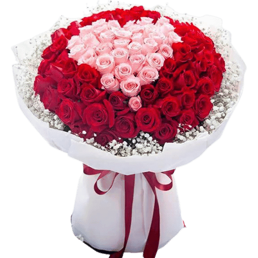 باقة ورد قلب وردي جميل