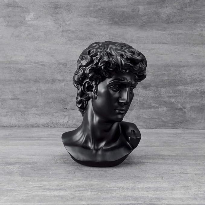 Classic Greek Michelangelo David Bust Statue (Black, 15cm) view 2