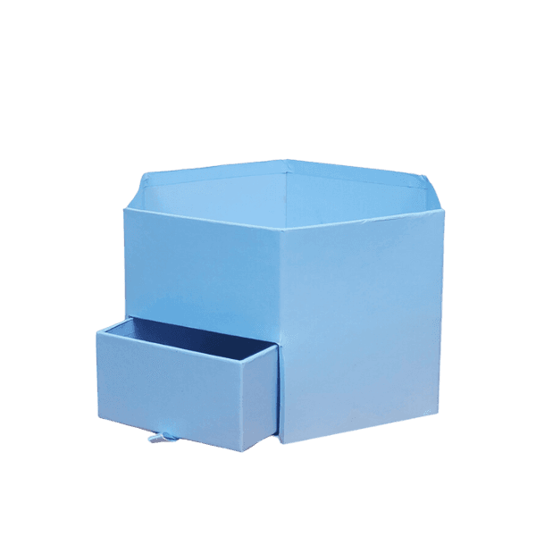 Shaped Open Blue box - With a Drawer view 1