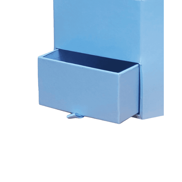 Shaped Open Blue box - With a Drawer view 2