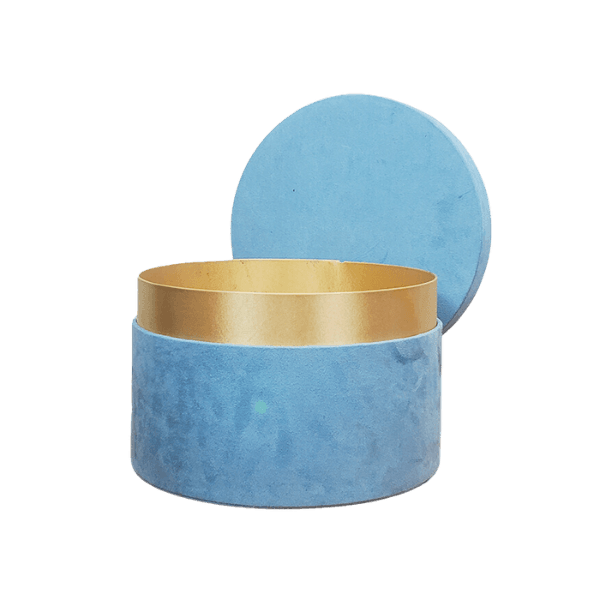 Rounded velvet luxury Coverd Blue box view 1
