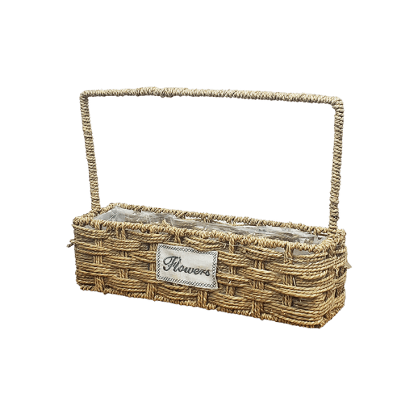 Straw Long Basket - With Handle view 1