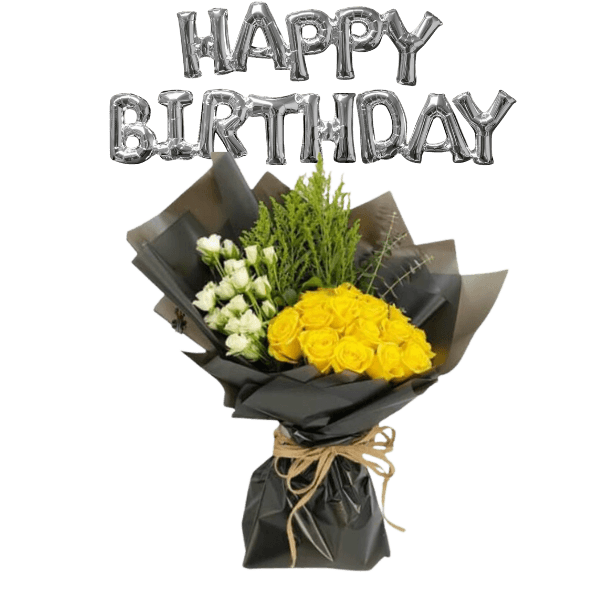 Yellow roses bouquet with gypsum.. view 1