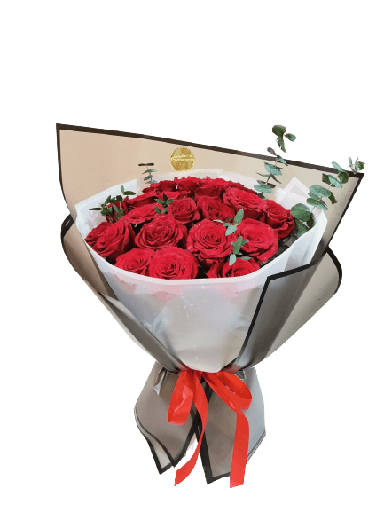 Vase chocolate mix 1 with red  bouquet 5 view 2