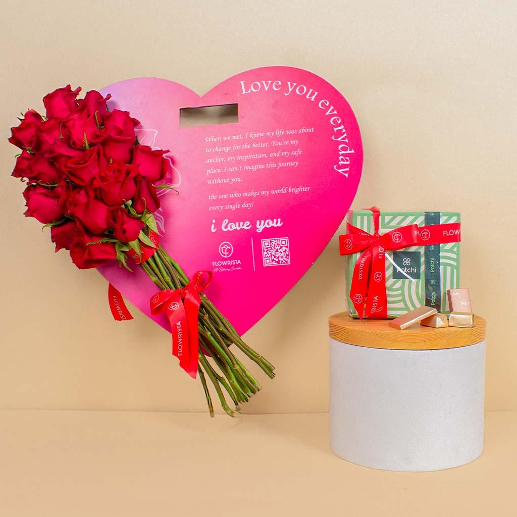 Patchi Chocolate & 15 Red flower Heart view 1