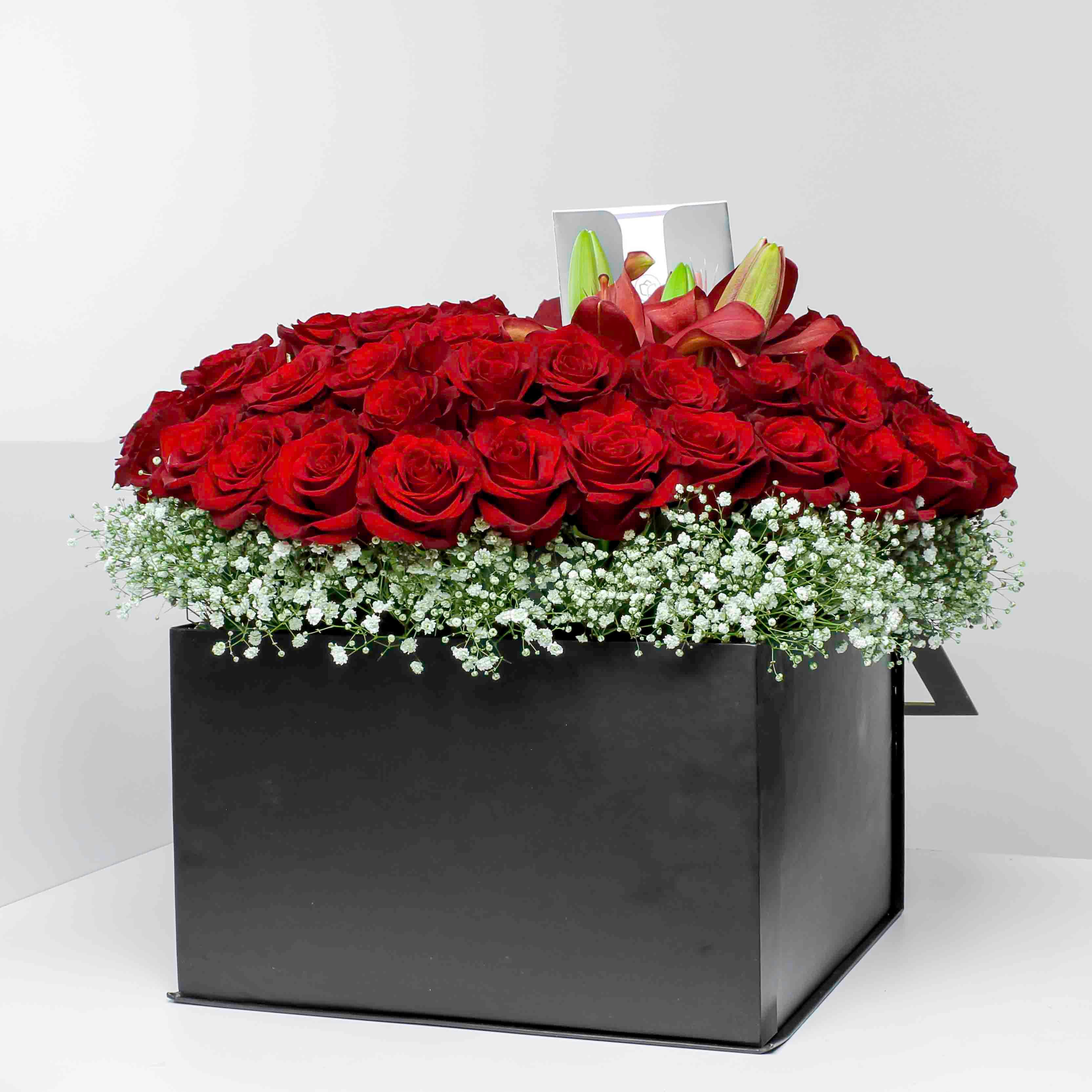 Patchi Chocolate Box and red roses view 4