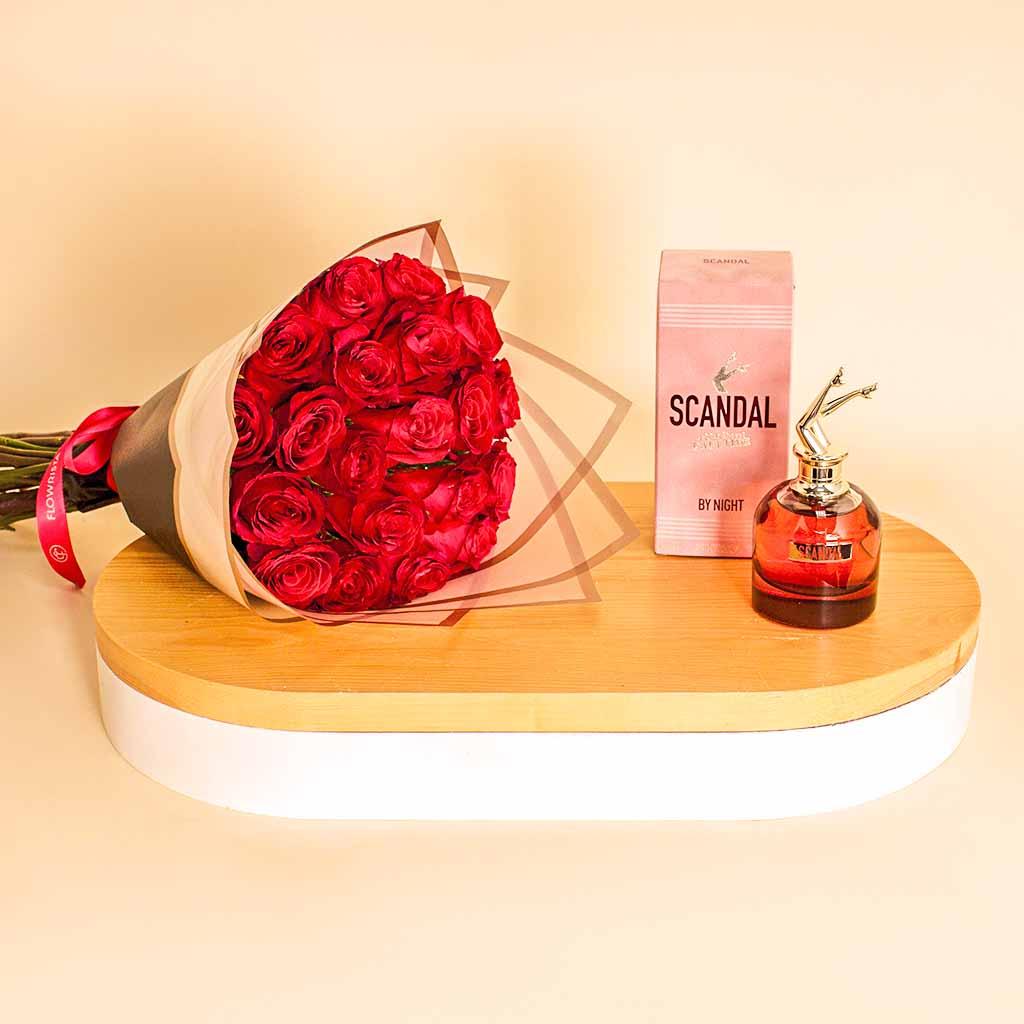 Scandal By Night with 20 Red Roses Hand Bouquet view 2