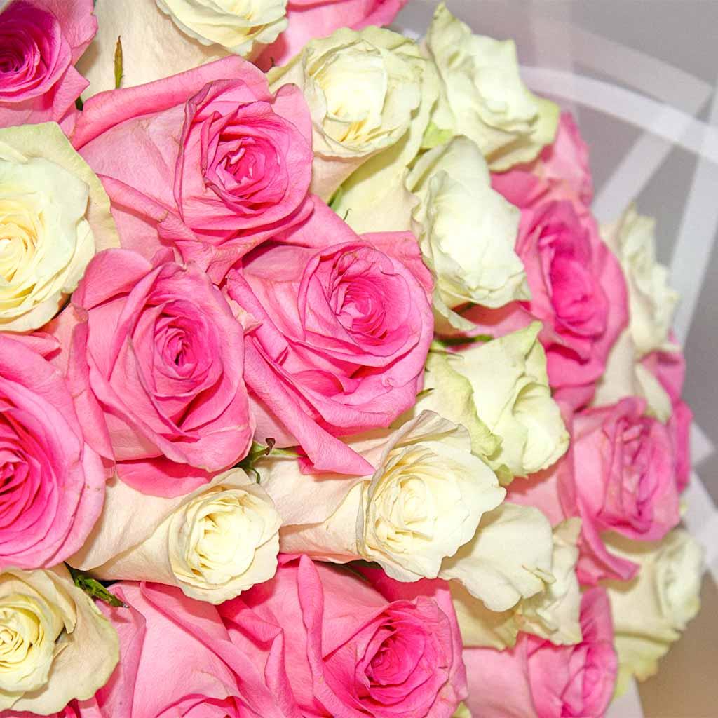 30 Pink And White Roses bouquet view 2