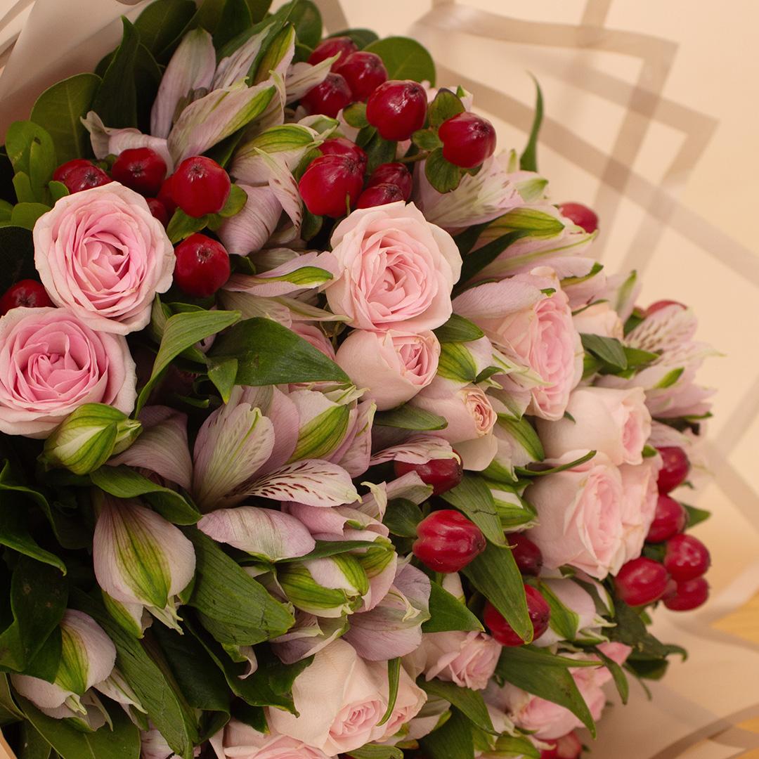 Flowrista | Pink Alstroemeria & Baby Rose Bouquet view 2