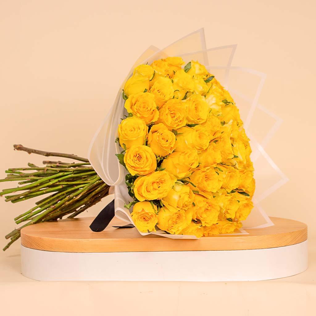 Hand Bouquet of 50 Yellow Roses view 1