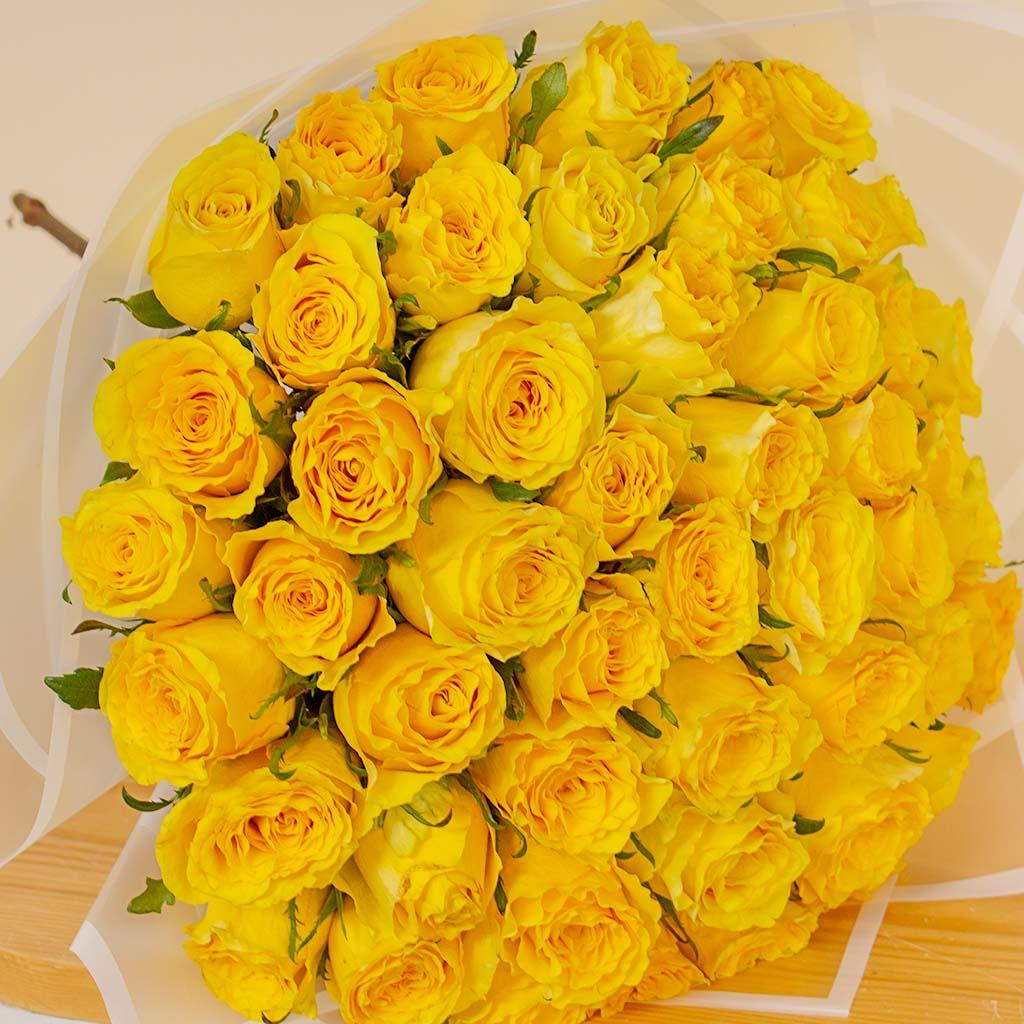 Hand Bouquet of 50 Yellow Roses view 2