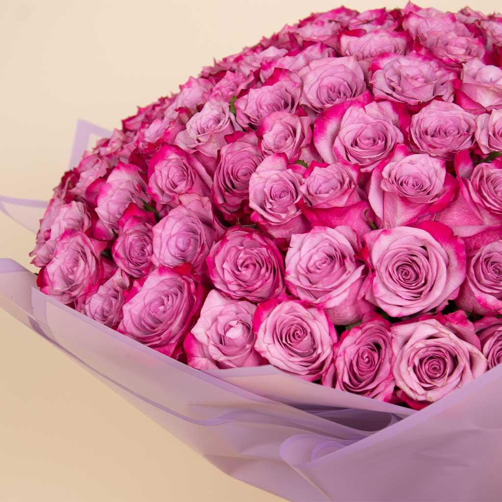 100 Deep purple Roses bouquet view 2