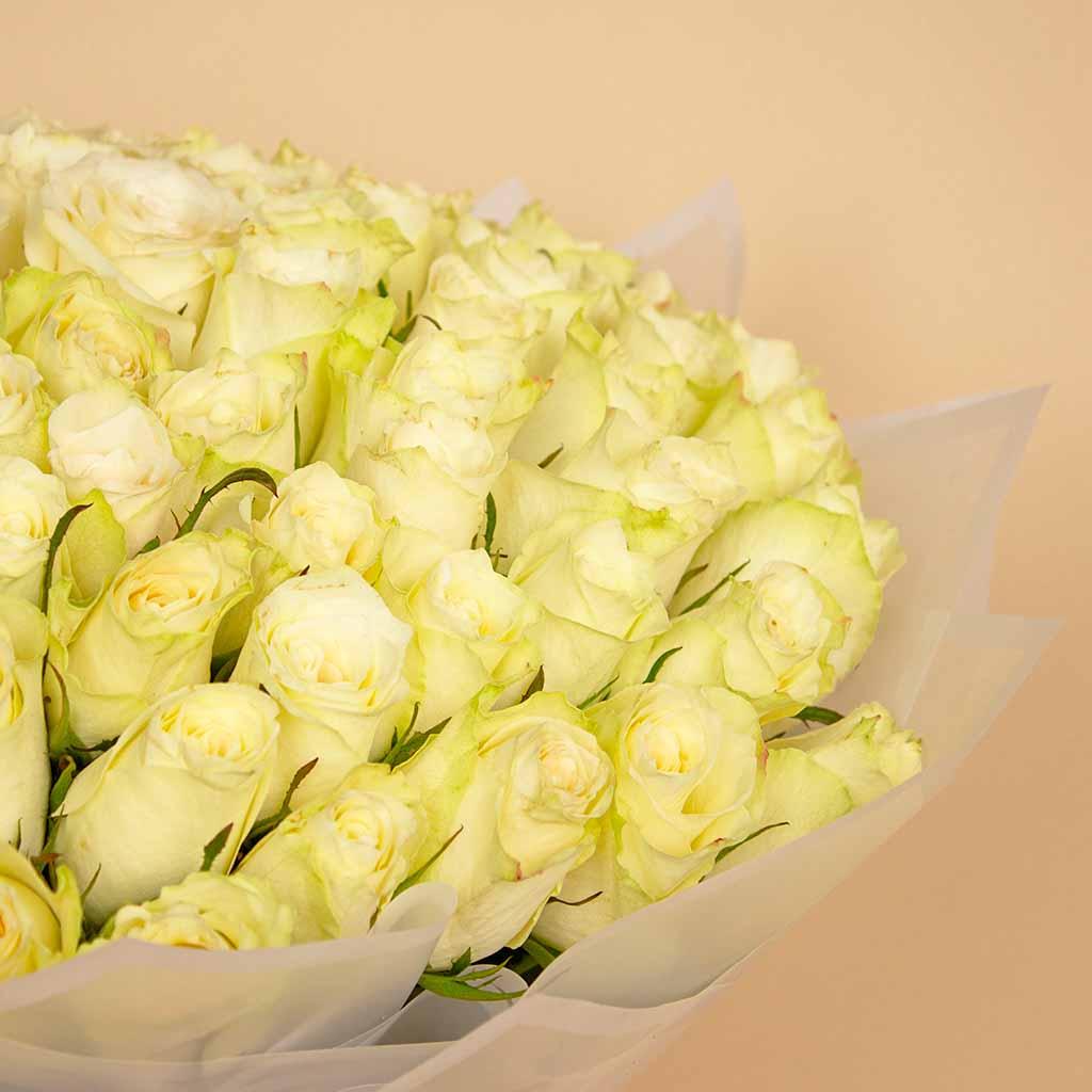 100 White Roses bouquet view 2