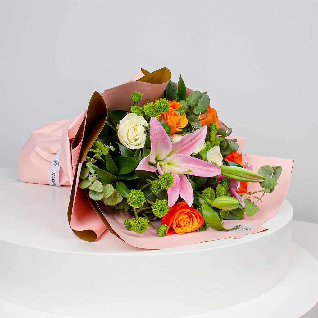 Vibrant Mixed Roses Hand Bouquet view 2