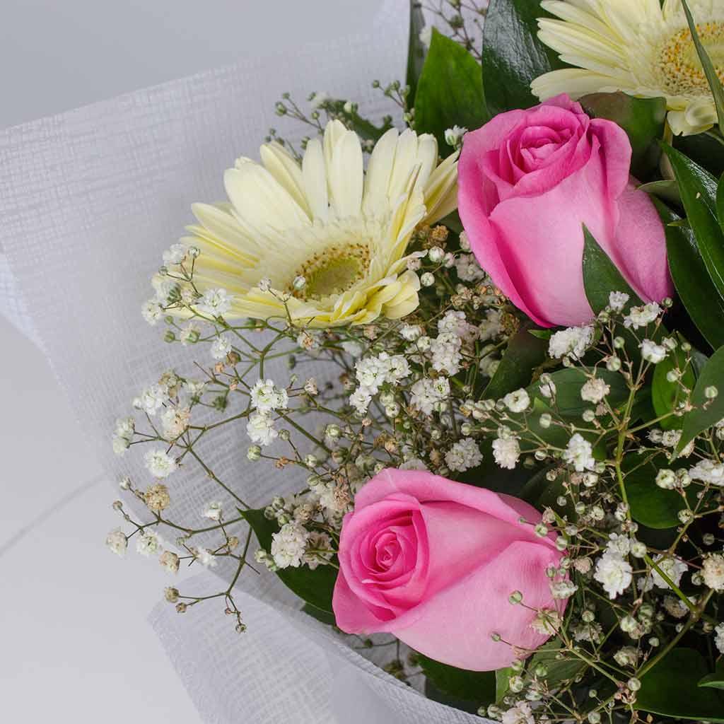 Whisper of Purity — White & Pink Roses Hand Bouquet view 2