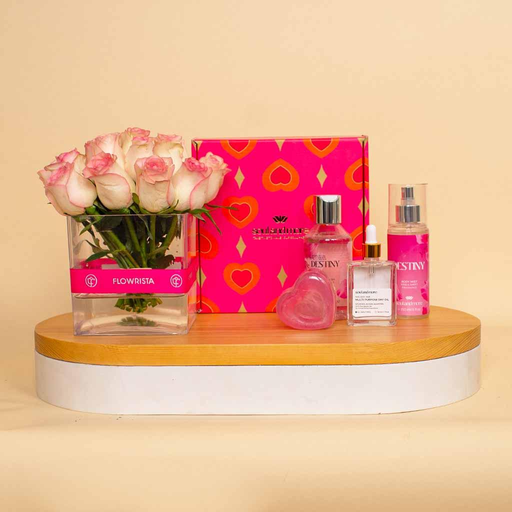 Soul And More Love Bundle & Pink 20 Roses Vase view 1