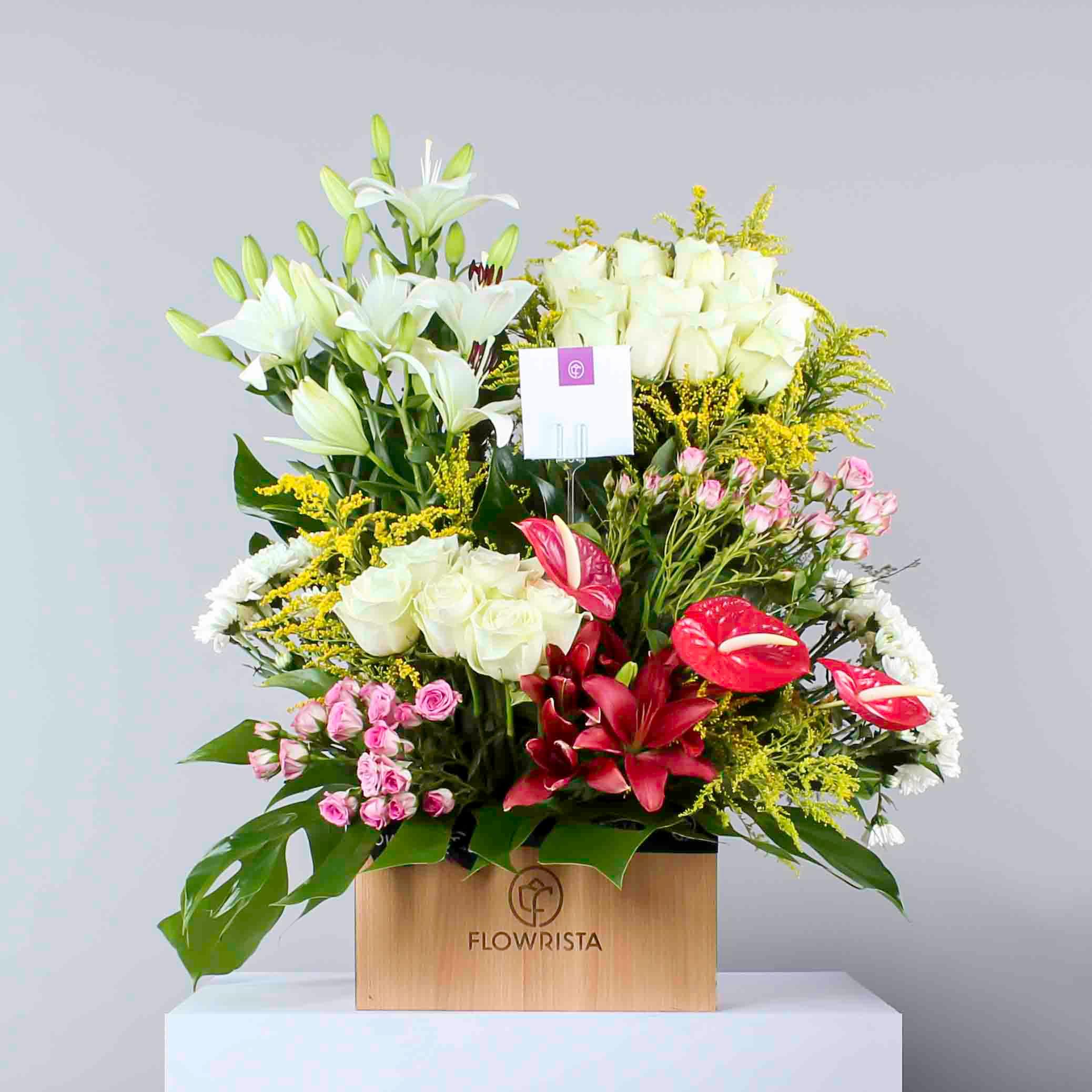 Mixed Flowers Wooden Box view 1