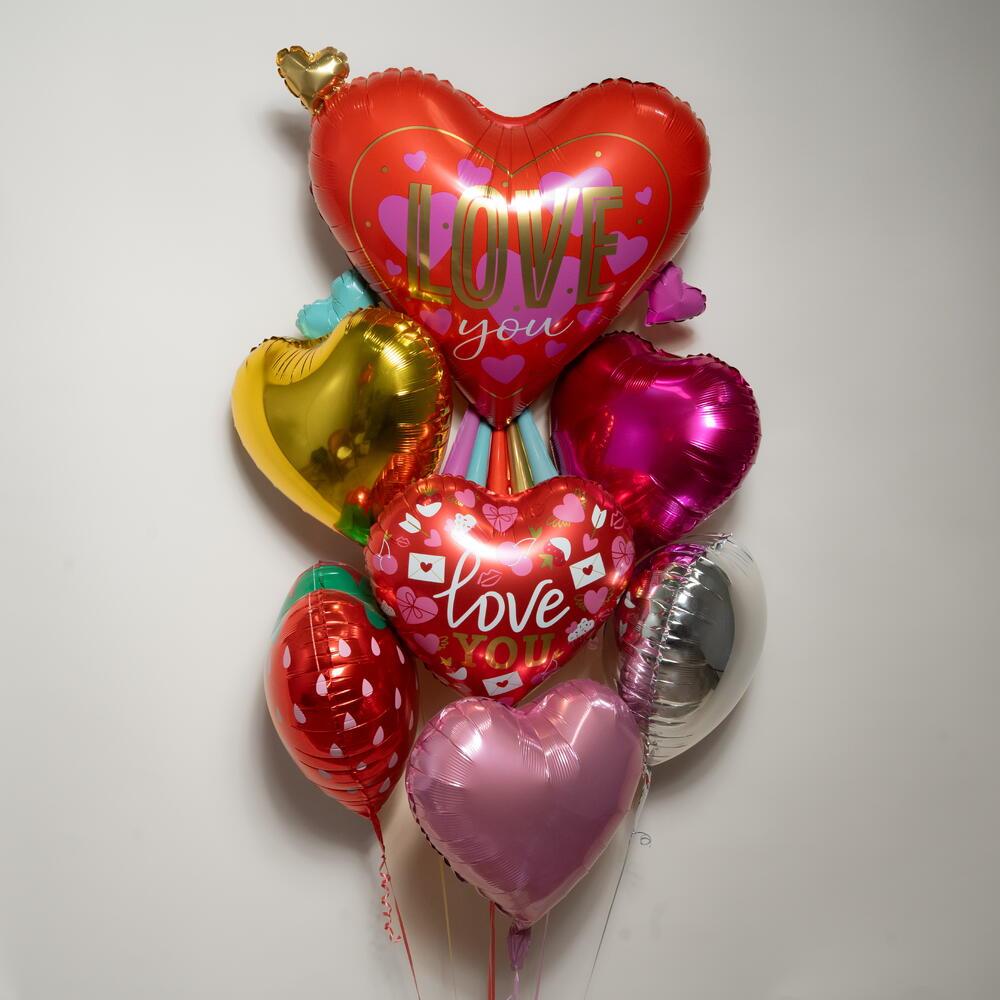 Romantic Love You Hearts Foil Balloon Set 7381Romantic Love You Hearts Foil Balloon Set 7381