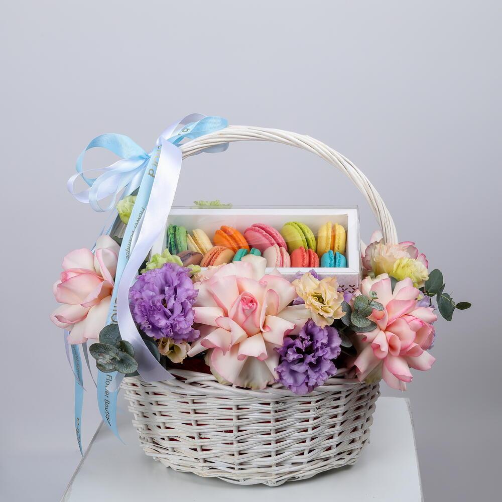 Sweet Macaron Bloom Flower Basket 7285 view 1