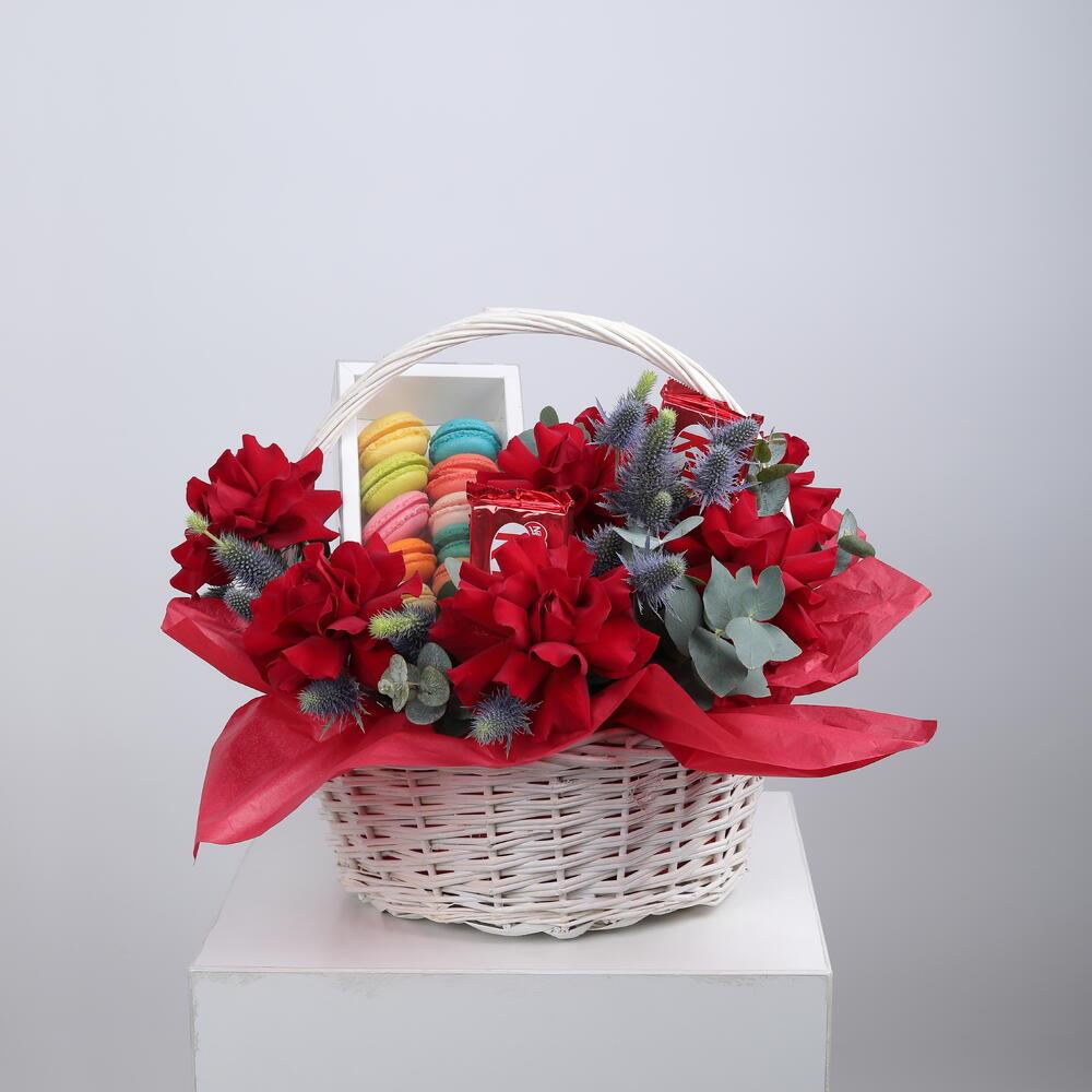 Red Blossom Macaron Basket 7284 view 1