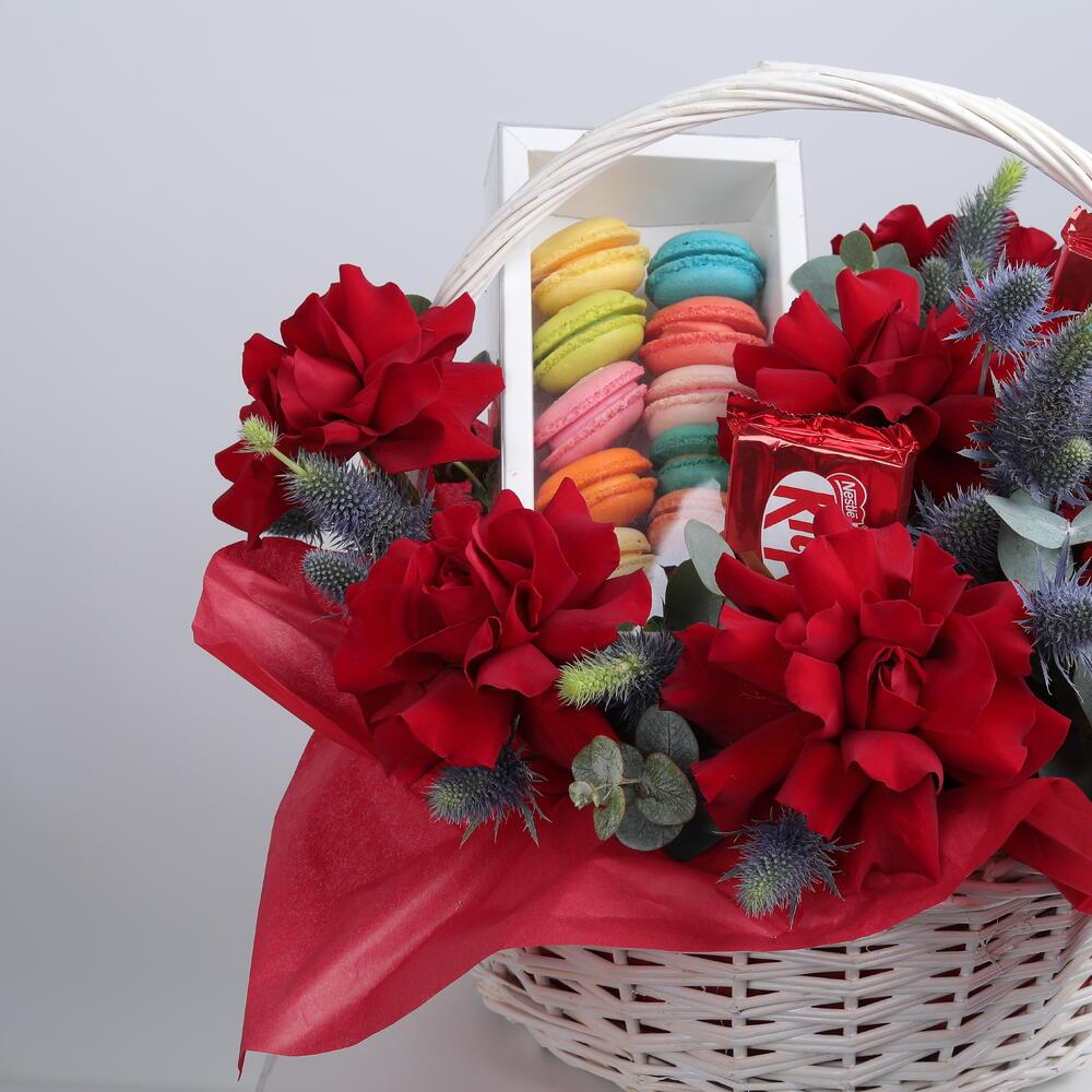 Red Blossom Macaron Basket 7284 view 3