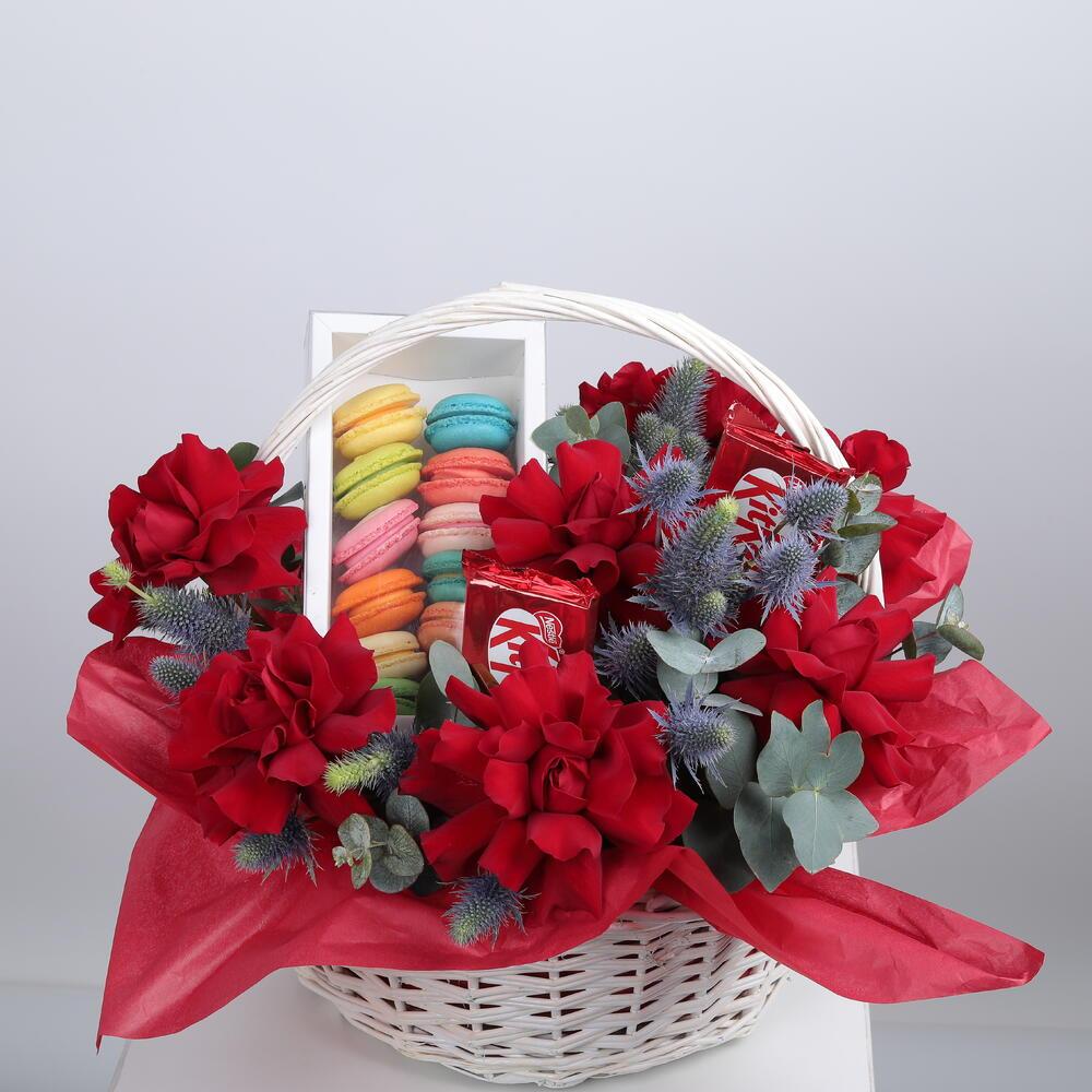 Red Blossom Macaron Basket 7284 view 2