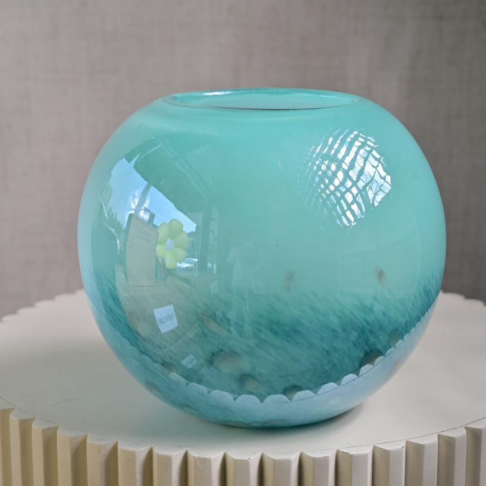 Aqua Round Glass Vase 6972