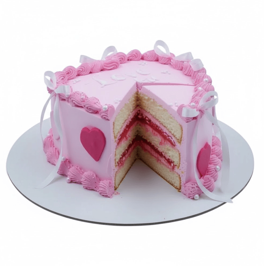 Pink Heart Bow Cake view 2