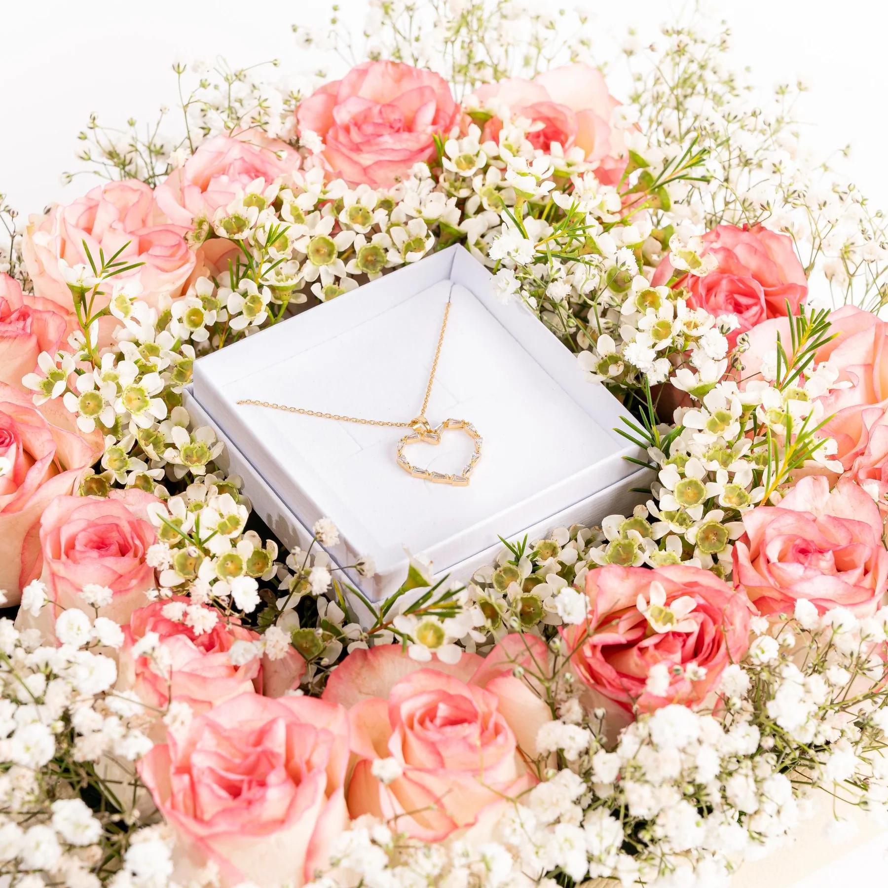 Floral Elegance with Heart Necklace Gift Arrangement view 4