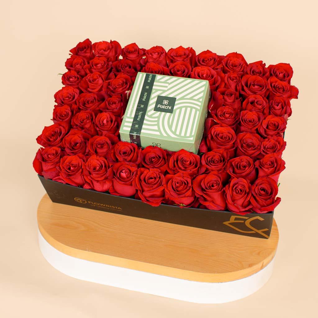 Valentine’s Gift – Patchi Chocolate & 53 Red Roses view 2