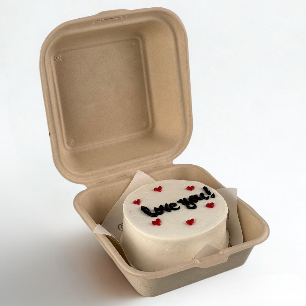Bento Love Cake | Dark-Chocolate Mini Treat for Two with flowers box view 3