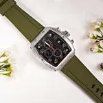 Men's Coswig Gunmetal Dial Olive Green Silicone Strap Chronograph Watch - 46mm view 2