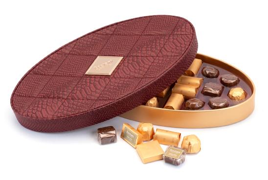 Maroon Small Oval Leather Box view 2