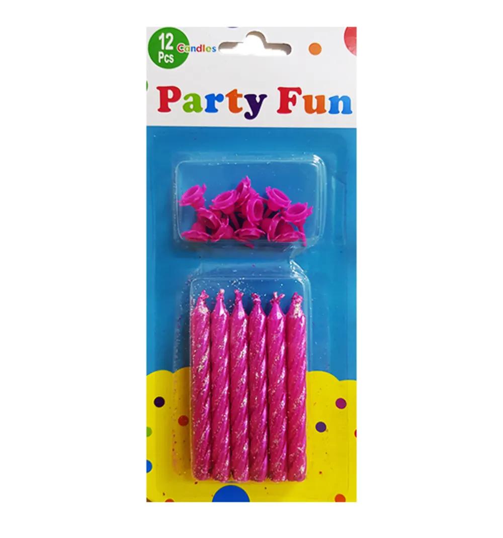 12-PIECE ADORABLE DARK PINK birthday candlesSundefined