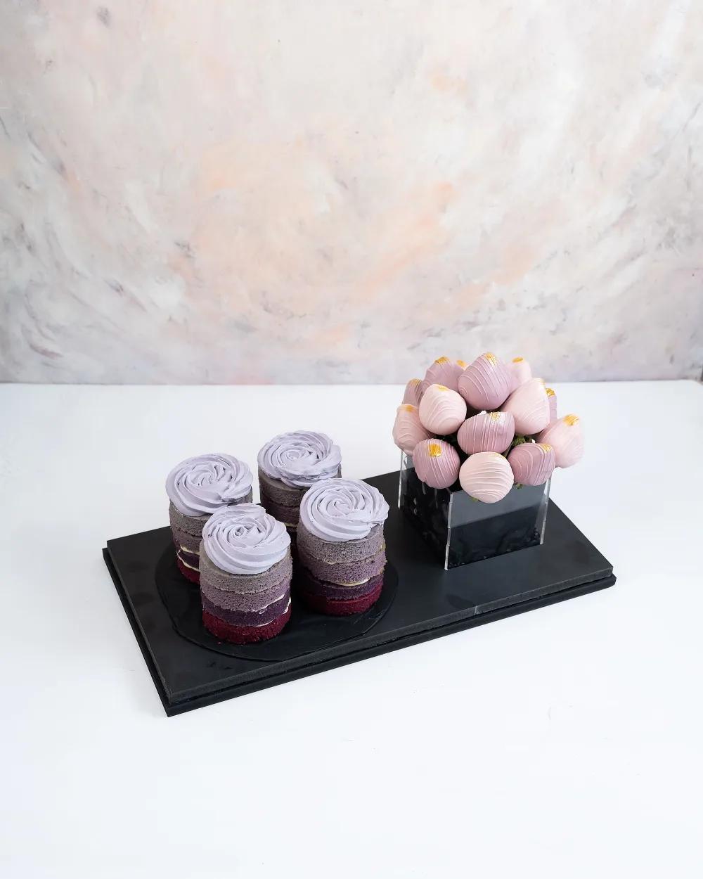 Ombre Mini Cakes and Berries Arrangementundefined