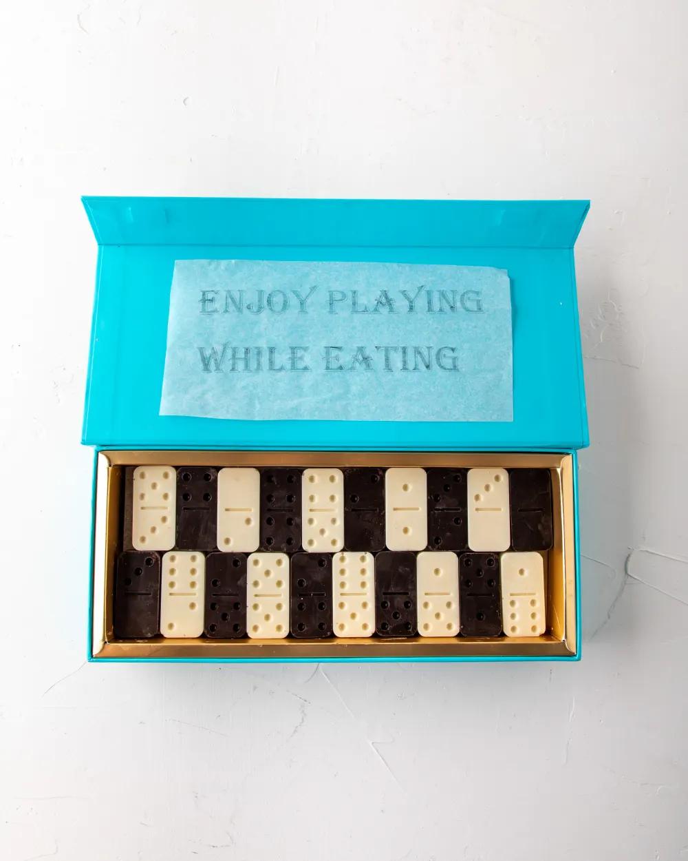 Edible Domino chocolate by NJDEdible Domino Chocolate by NJD – Playful & Delicious Chocolate Gift, chocolate box, شوكولاتة الدومينو الصالحة للأكل من NJD
