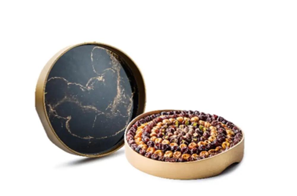 Resin desert art black wooden Round Tray smallundefined