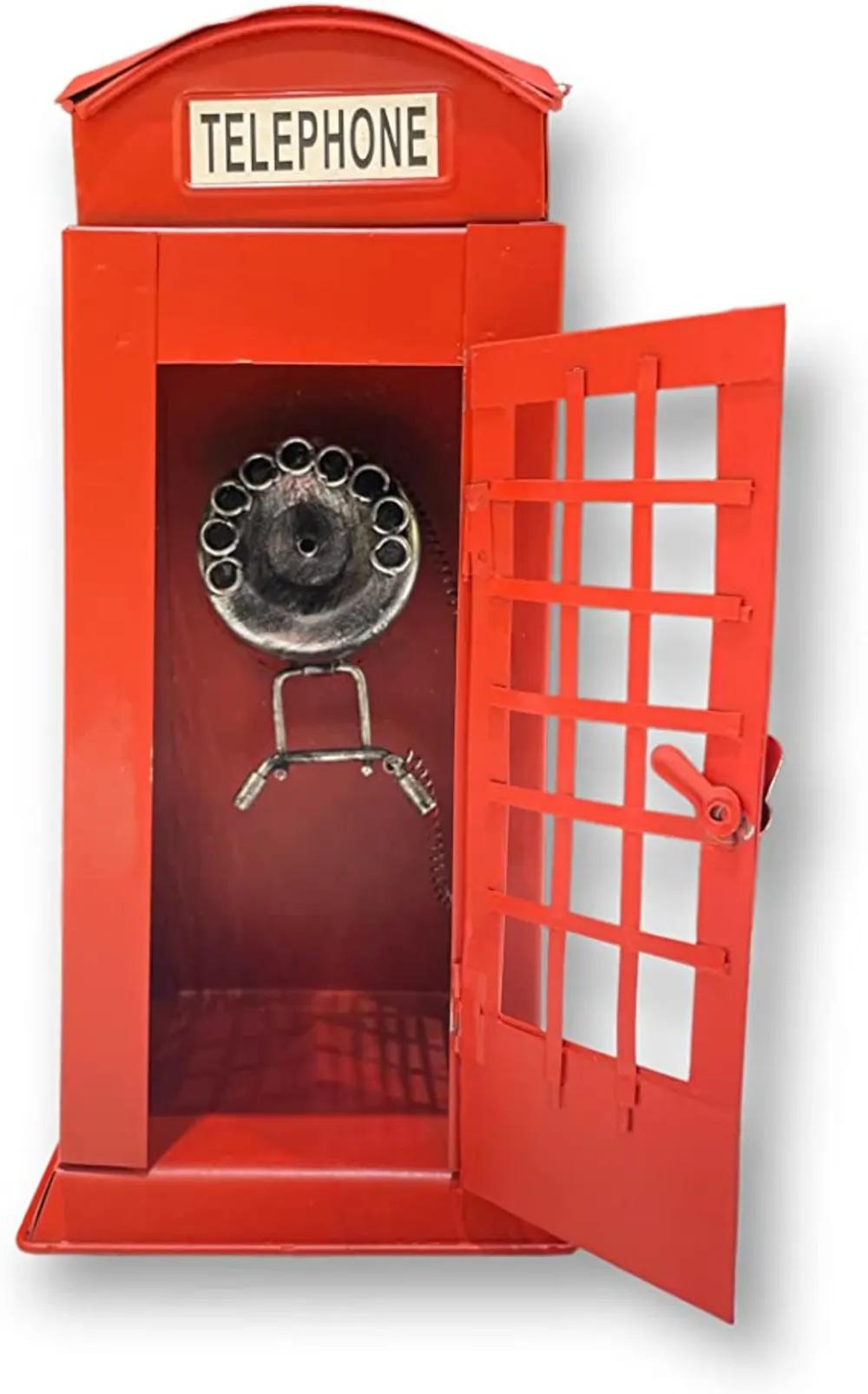 Antique Metal Iron Red London Telephone Box Phone Boothundefined