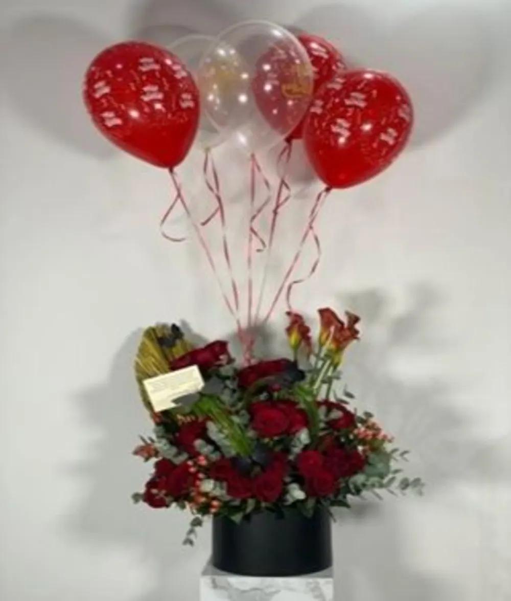 Red Mix Flowerwith Balloonundefined
