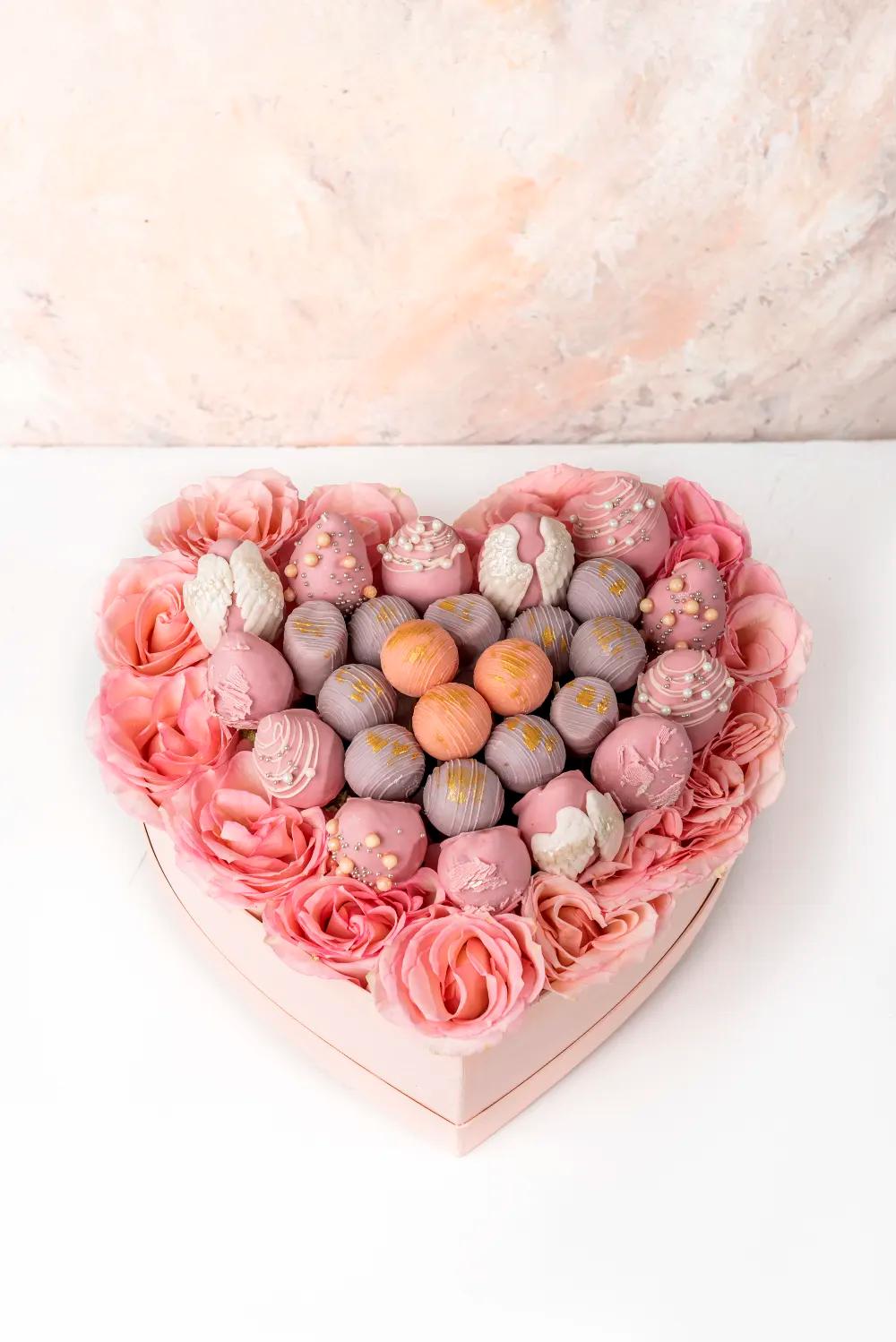 Roses, Assorted Truffles and Designer Strawberries Hamper by NJDRoses, Assorted Truffles and Designer Strawberries Hamper by NJD, Luxury Roses & Chocolate Hamper, Premium Gift Hamper UAE, هامبر ورد وشوكولاتة فاخر, هدية فاخرة, هامبر ورد وترافل مشكل وفراولة مصممة من NJD