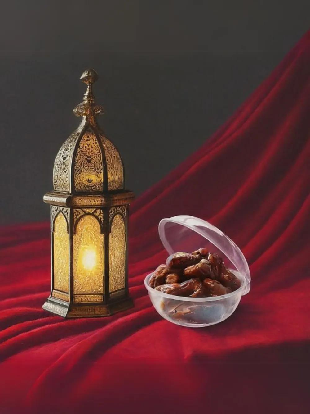 Metal Ramadan lantern & Date Halwa - Date Halwa saffronundefined