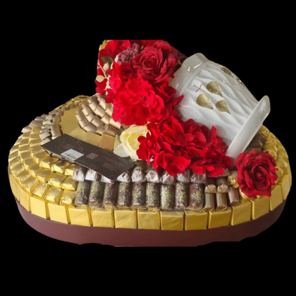 Belgian chocolate tray with flowersundefined
