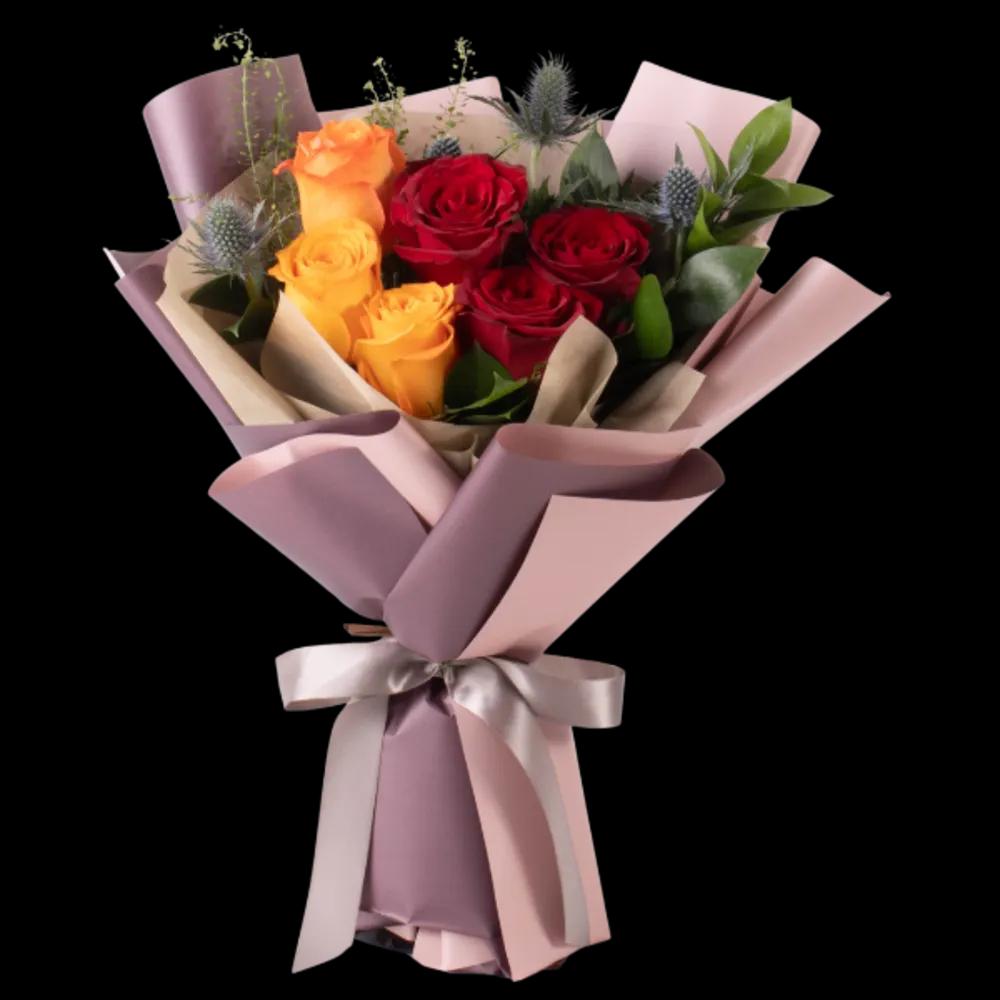 New Day Bouquet / red and orange roses